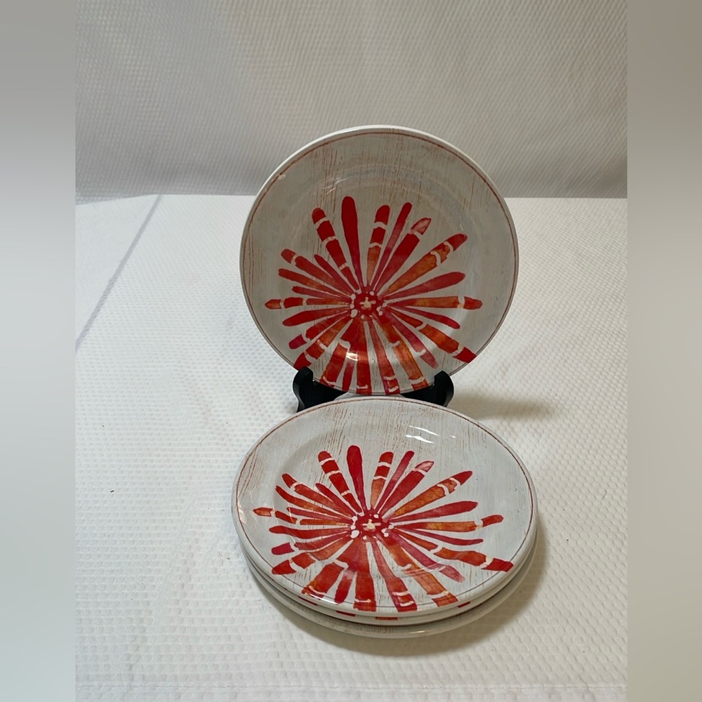 Melamine 6.75” Cocktail Plates  Featuring an orange coloured sea anemone. (4)